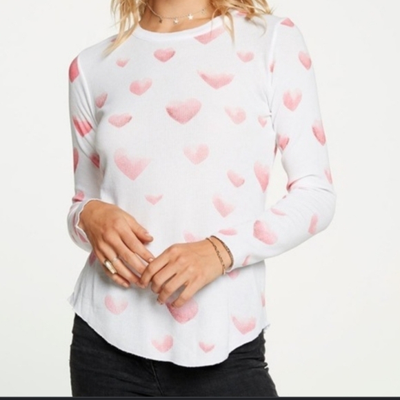 Chaser Hearts All Over Graphic Thermal Tee - Picture 1 of 4